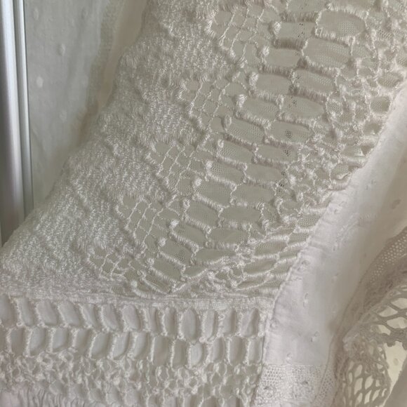 Free People Drive You Mad Embroidery Lace Crop Blouse Top Sz S Off White - Picture 7 of 13